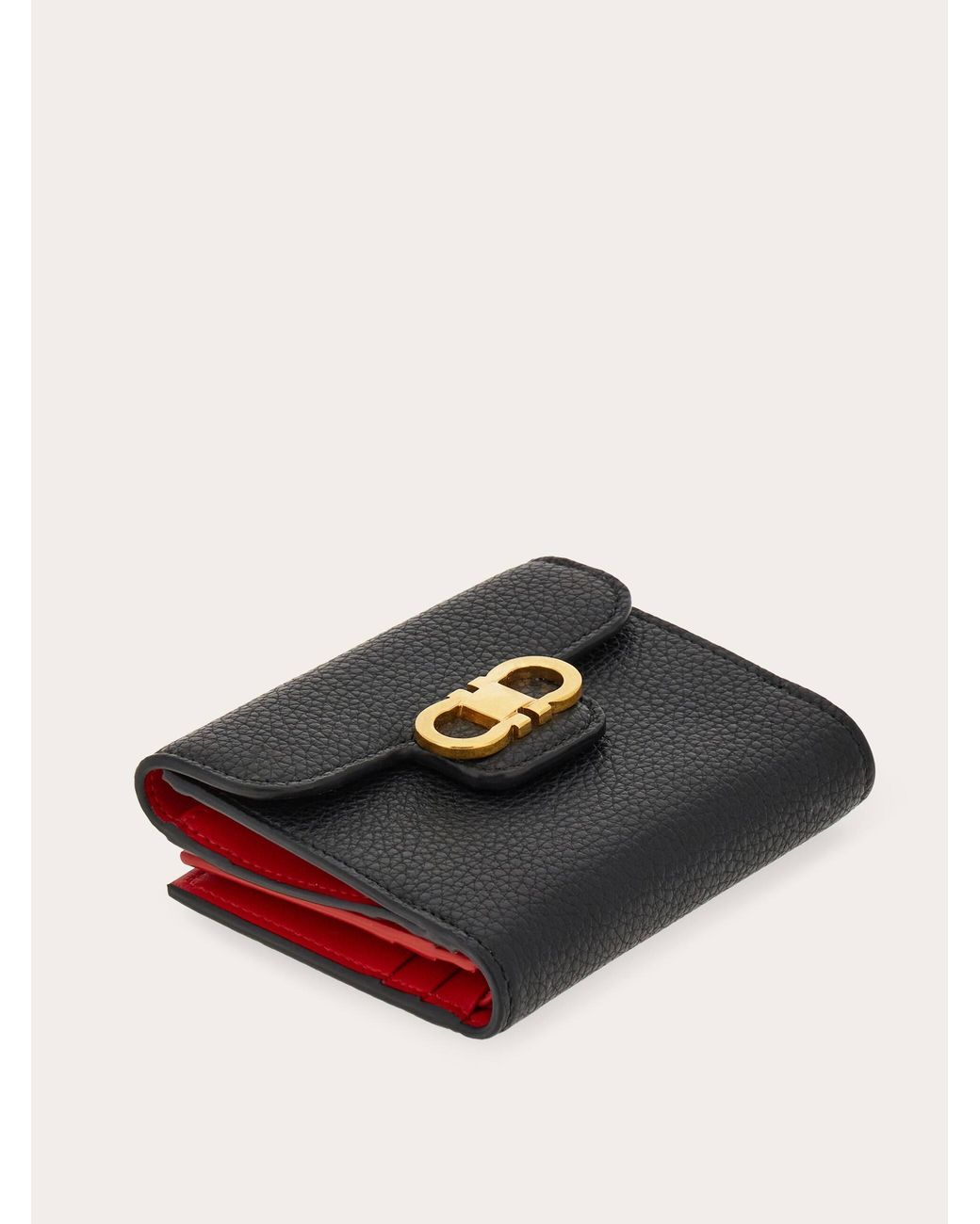 Ferragamo Black Gancini Compact Wallet