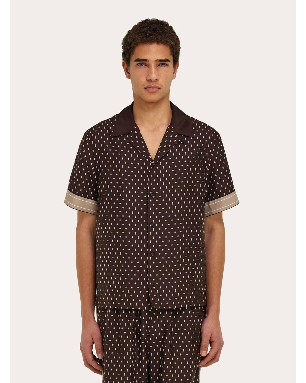 Ferragamo Brown Habotai Silk Shirt for men