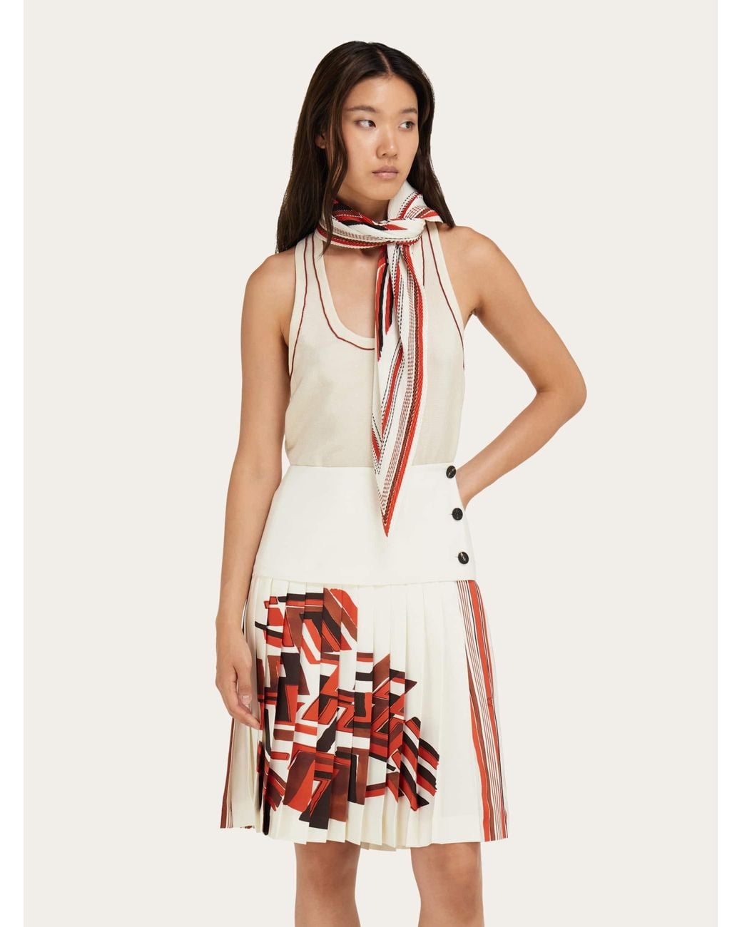 Ferragamo Red Lunar New Year Print Diamond Scarf