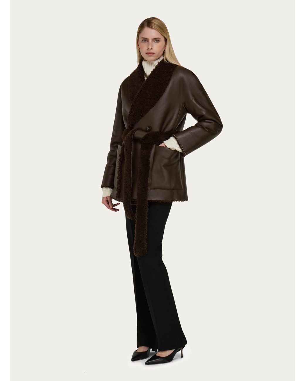 Ferragamo Black Reversible Shearling Jacket