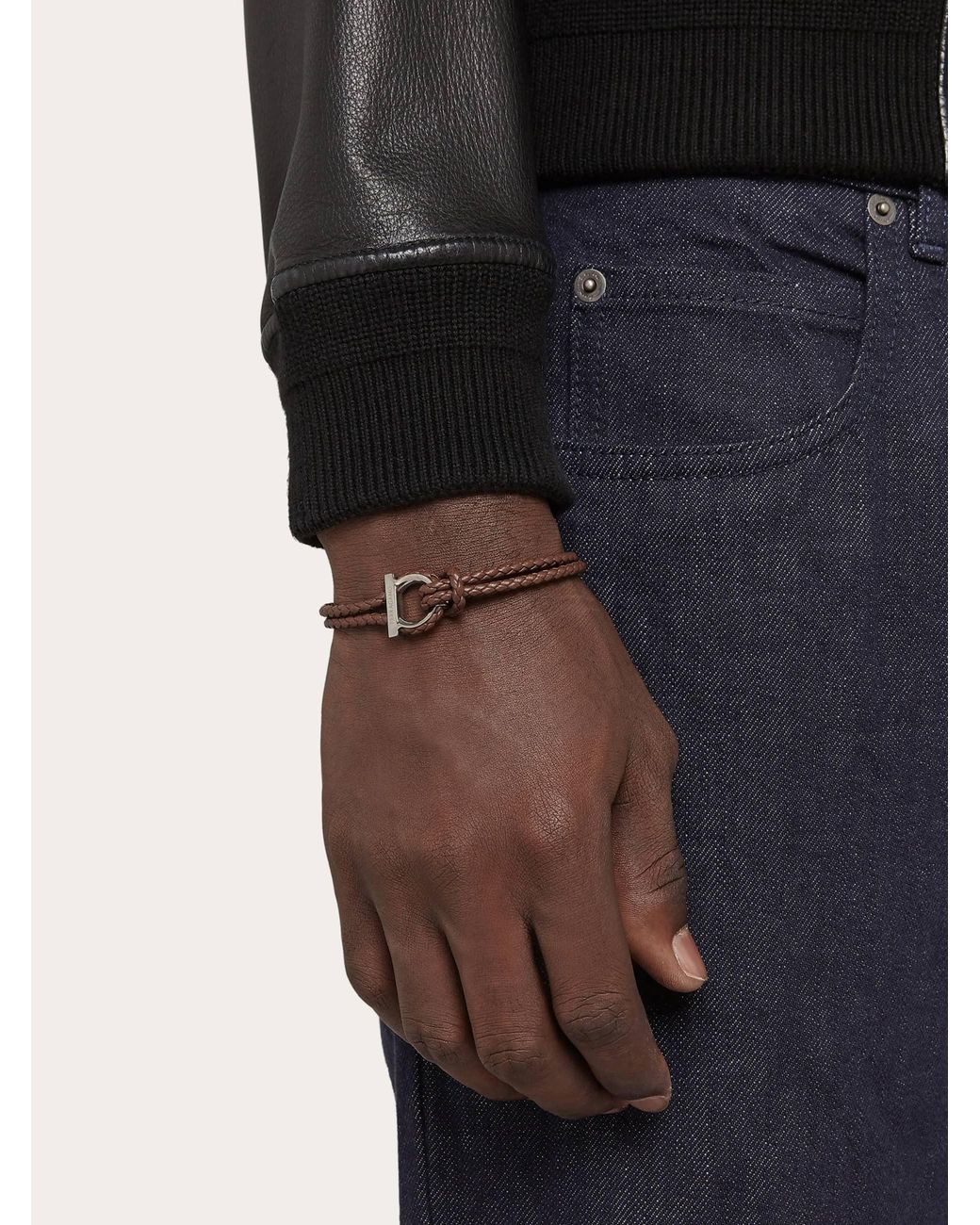 Ferragamo Brown Gancini Bracelet (18Cm) for men