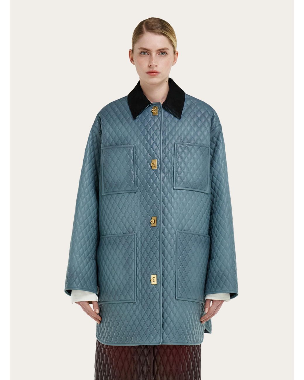 Ferragamo Blue Quilted Nappa Blouson
