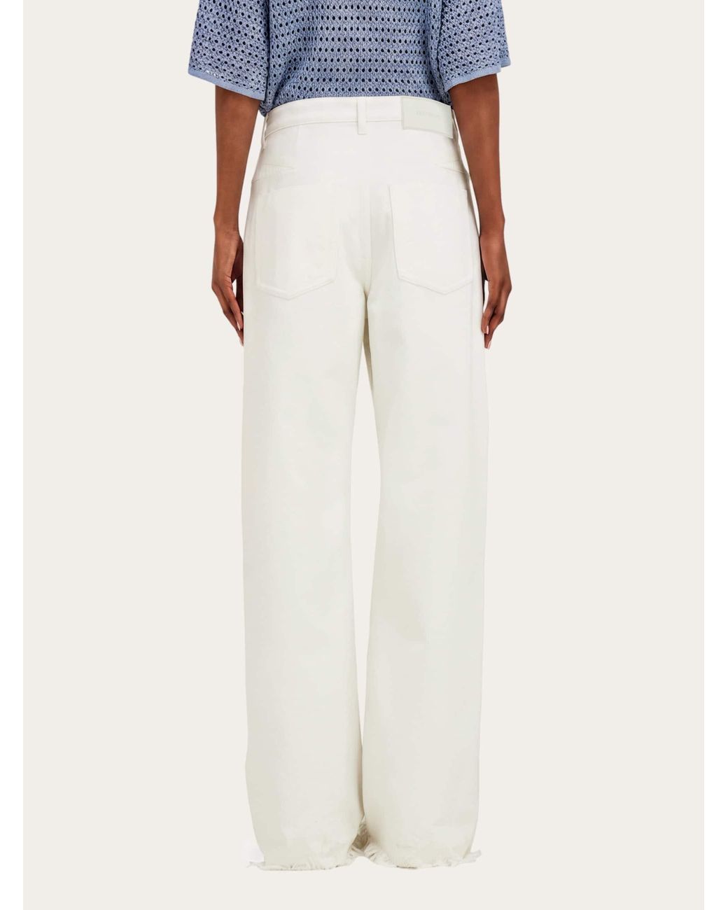 Ferragamo White Jeans With Frayed Detail