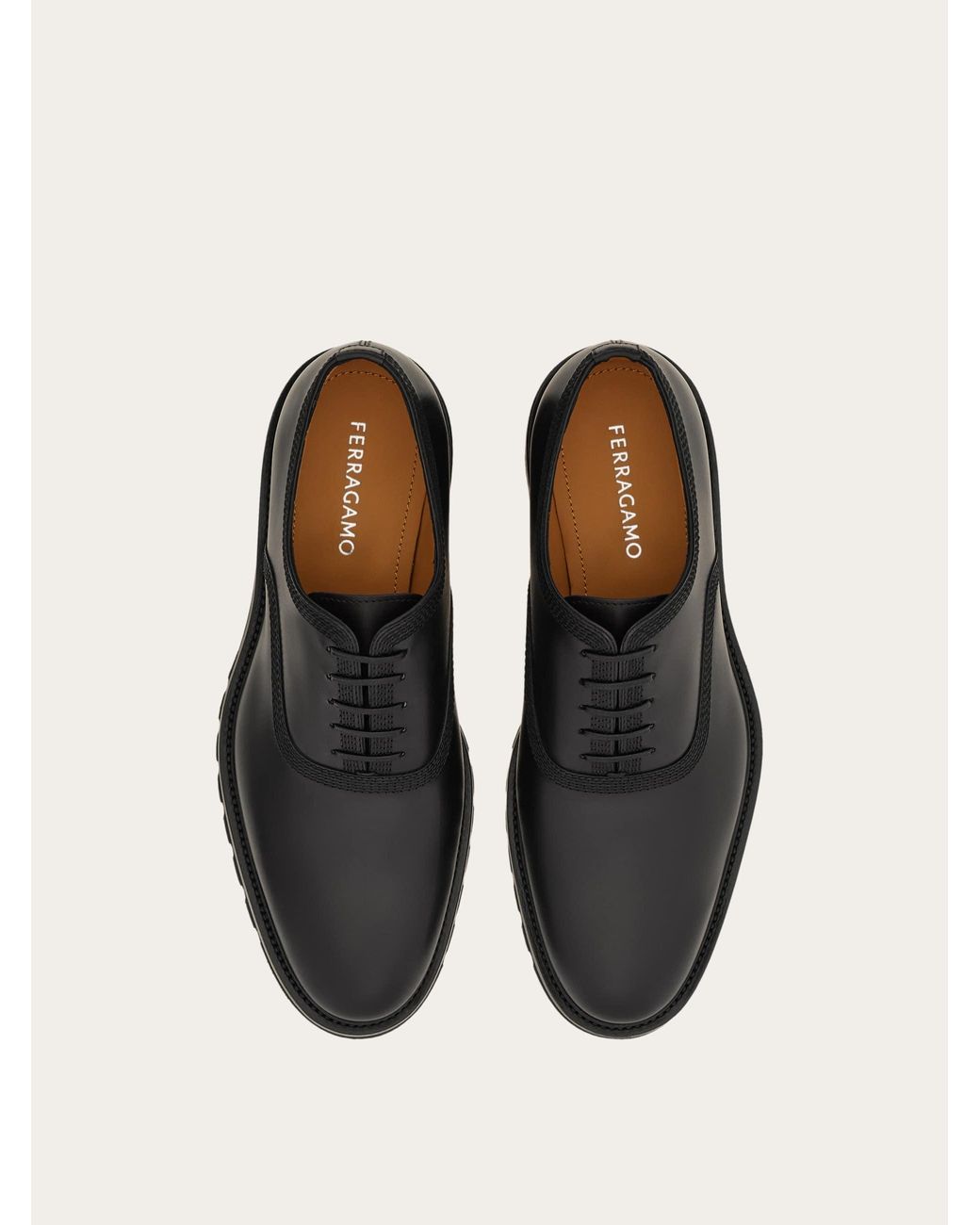 Ferragamo Black Oxford Brogue With Chunky Tread for men