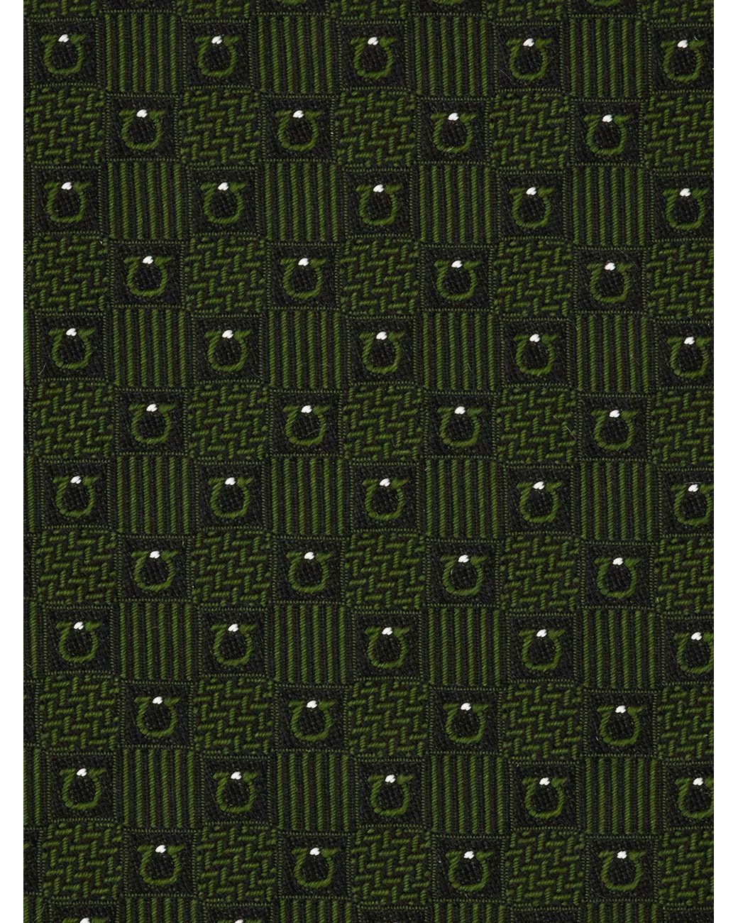 Ferragamo Green Gancini Silk Jacquard Tie for men