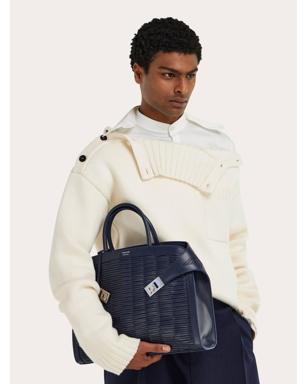 Ferragamo Blue Hug Tote Bag for men