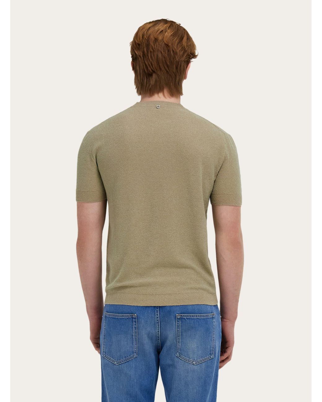 Ferragamo Natural Short Sleeve Knitted Top for men