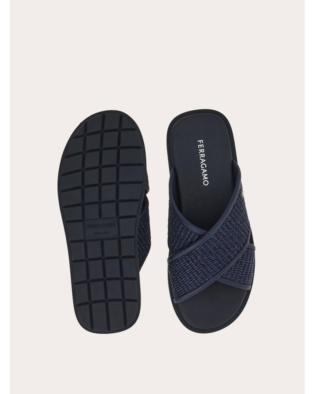 Ferragamo Blue Gancini Ornament Sandal .5 for men