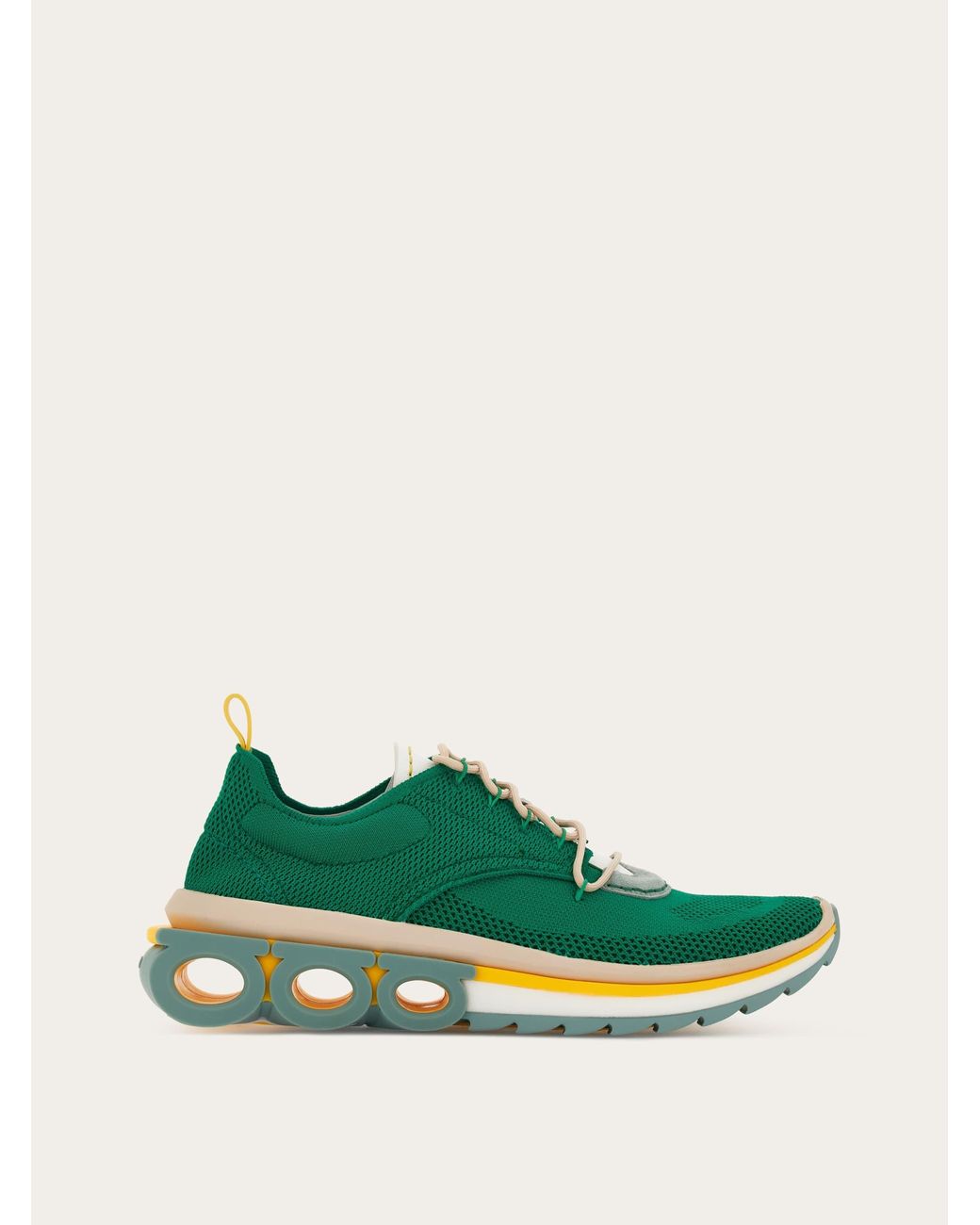 【24SS NEW】FERRAGAMO_man / DEDALO スニーカー / Navy Green Fir Green Collapse Re-nylon And Suede Elasticized Sneakers