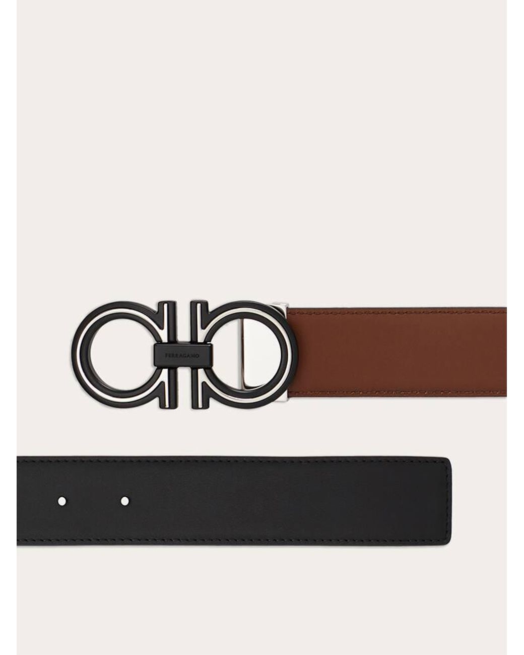 Ferragamo Brown Reversible And Adjustable Gancini Belt for men