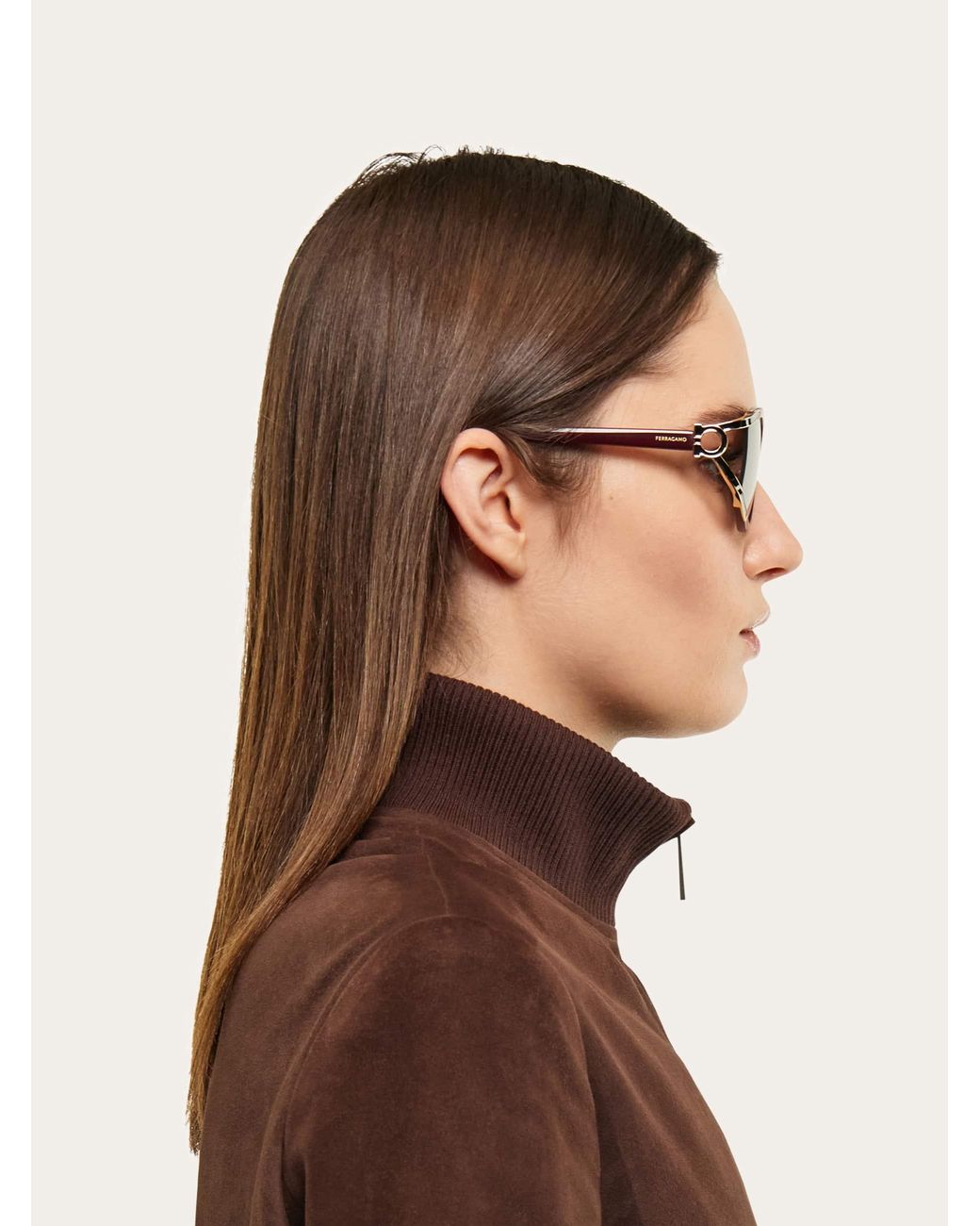 Ferragamo Pink Oval Frame Sunglasses