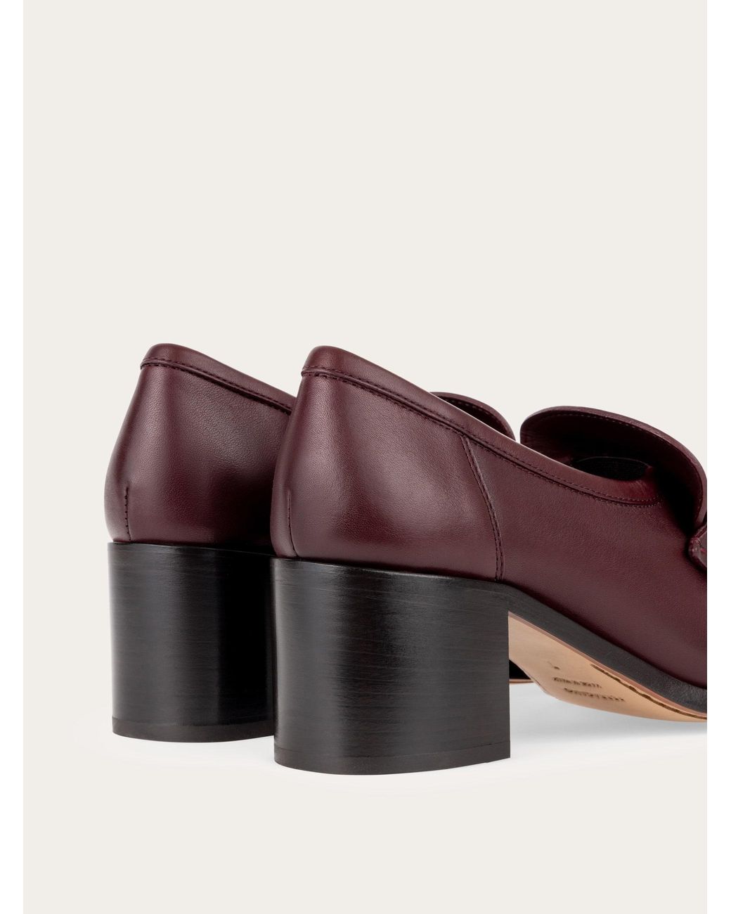 Ferragamo Purple Block Heel Loafer With Gancini Ornament .5