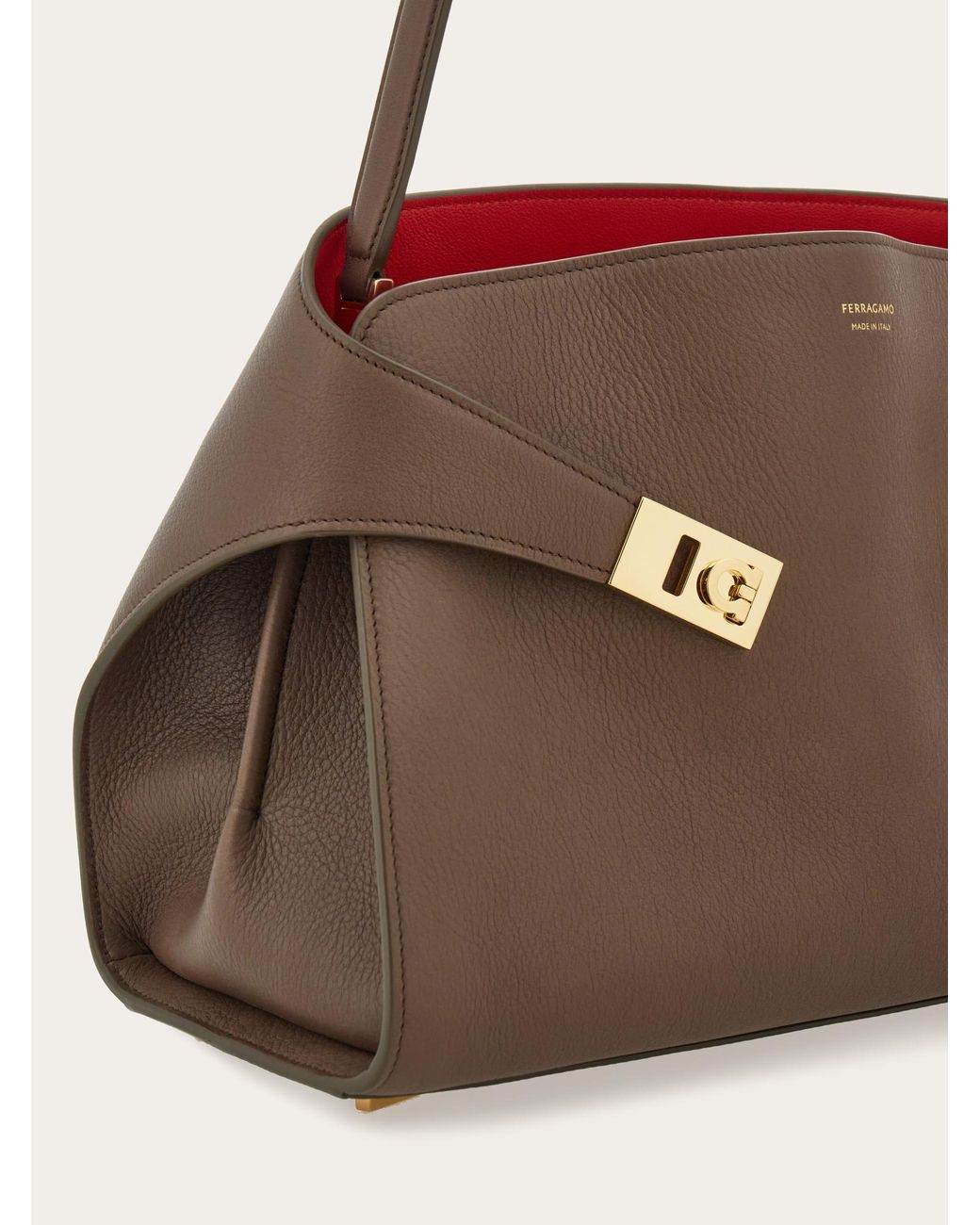 Ferragamo Brown Hug Soft Bicolor Shoulder Bag (M)