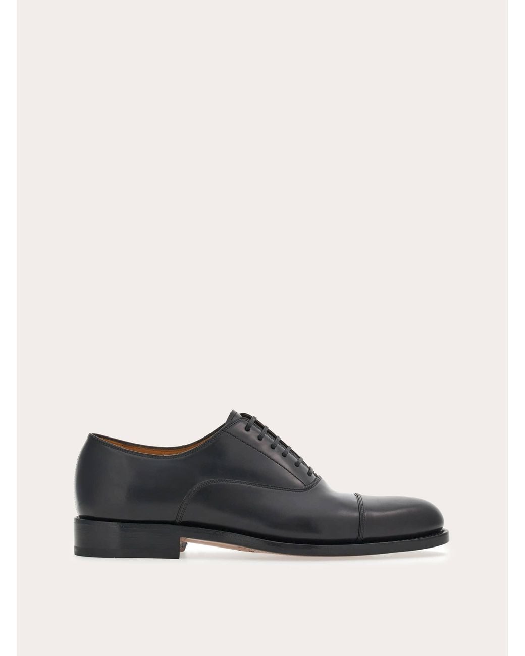 Ferragamo Black Tramezza Oxford With Toe Cap .5 for men