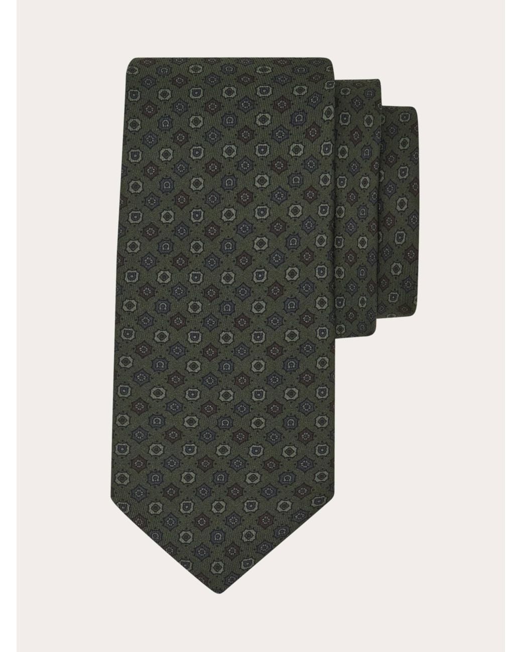Ferragamo Green Micro Pattern Silk Tie for men