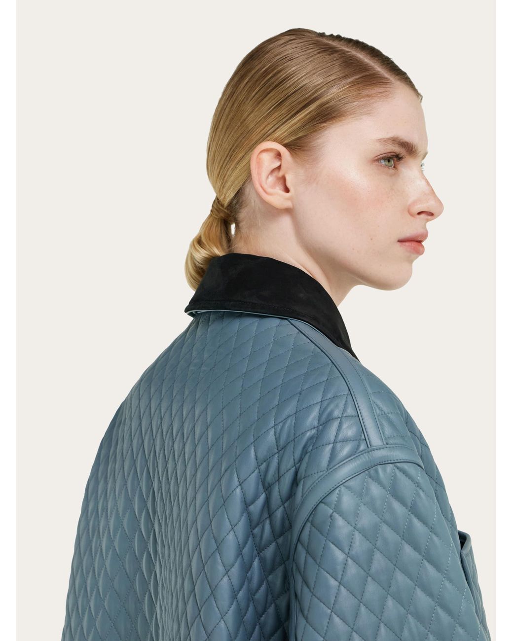 Ferragamo Blue Quilted Nappa Blouson