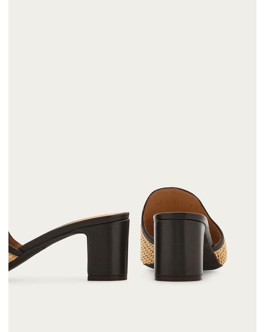 Ferragamo Natural Gancini Ornament Mid-Heel Slide