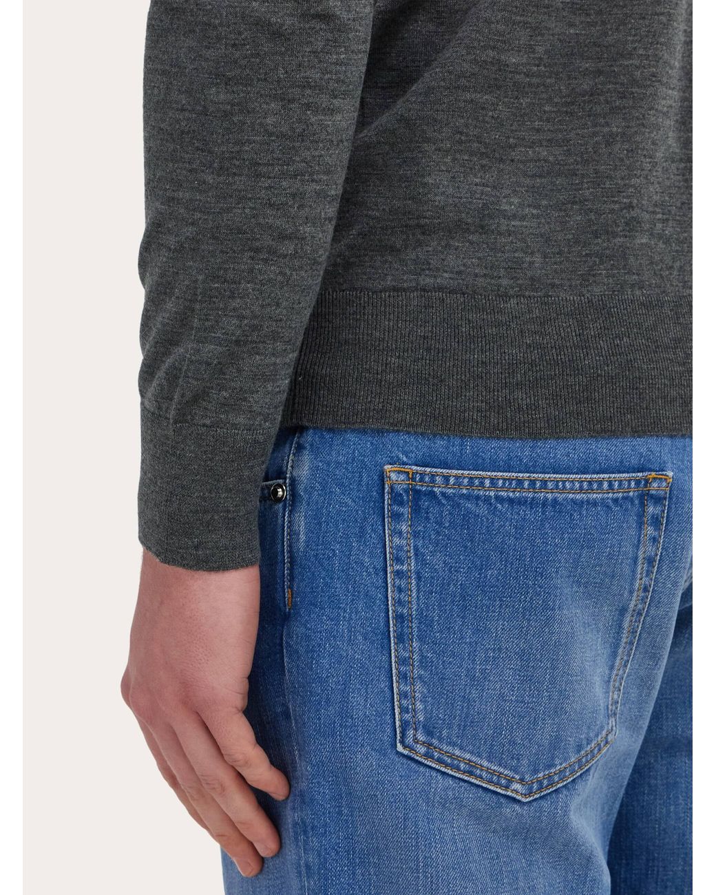 Ferragamo Blue Crew Neck Pullover for men