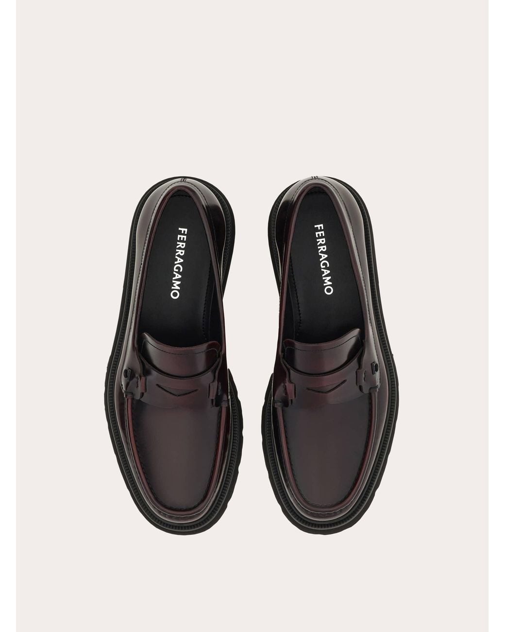 Ferragamo White Penny Loafer With Chunky Tread for men