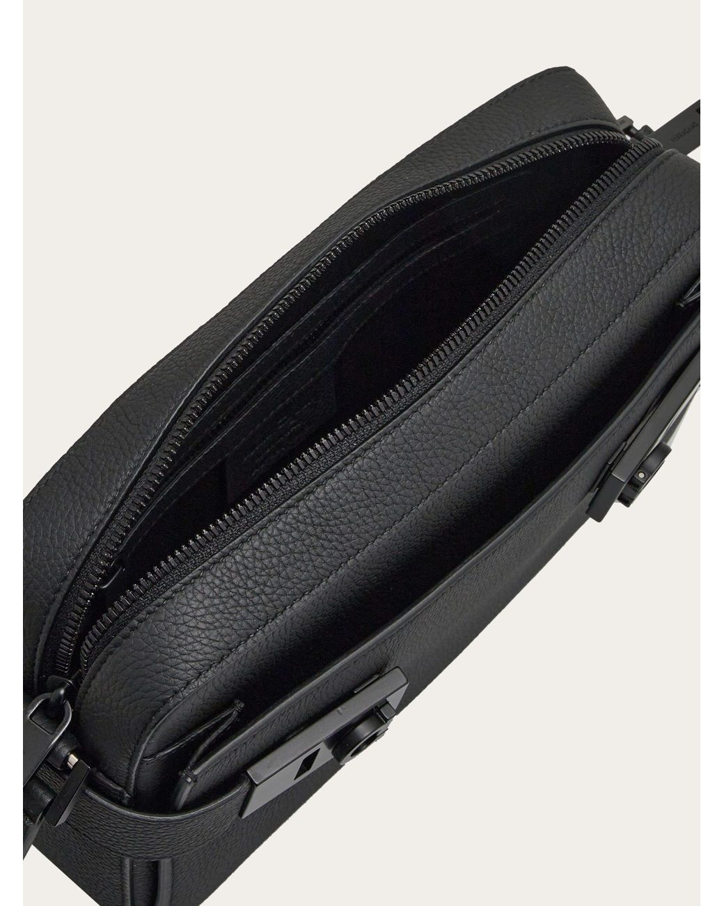 Ferragamo Black Shoulder Bag With Gancini Buckles for men