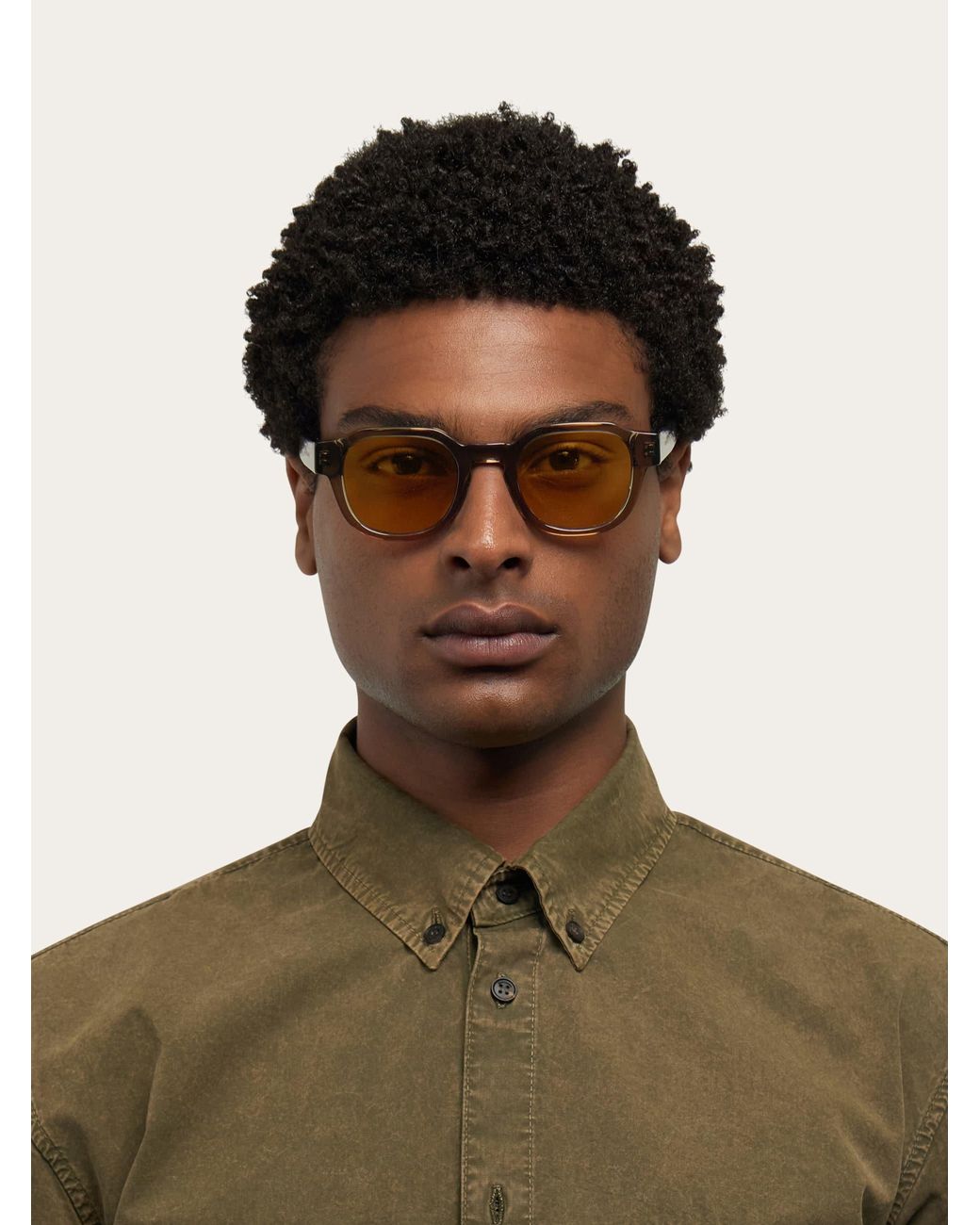 Ferragamo Natural Round Frame Sunglasses