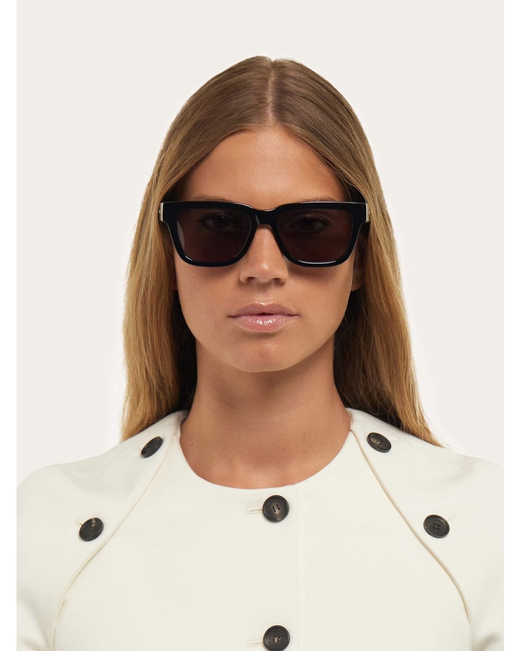Ferragamo Gray Square Frame Sunglasses