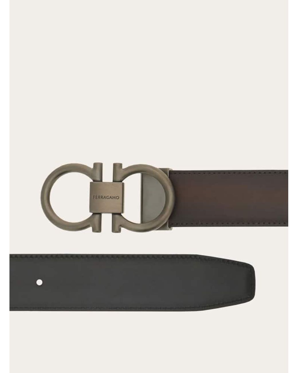 Ferragamo Brown Reversible And Adjustable Gancini Belt for men