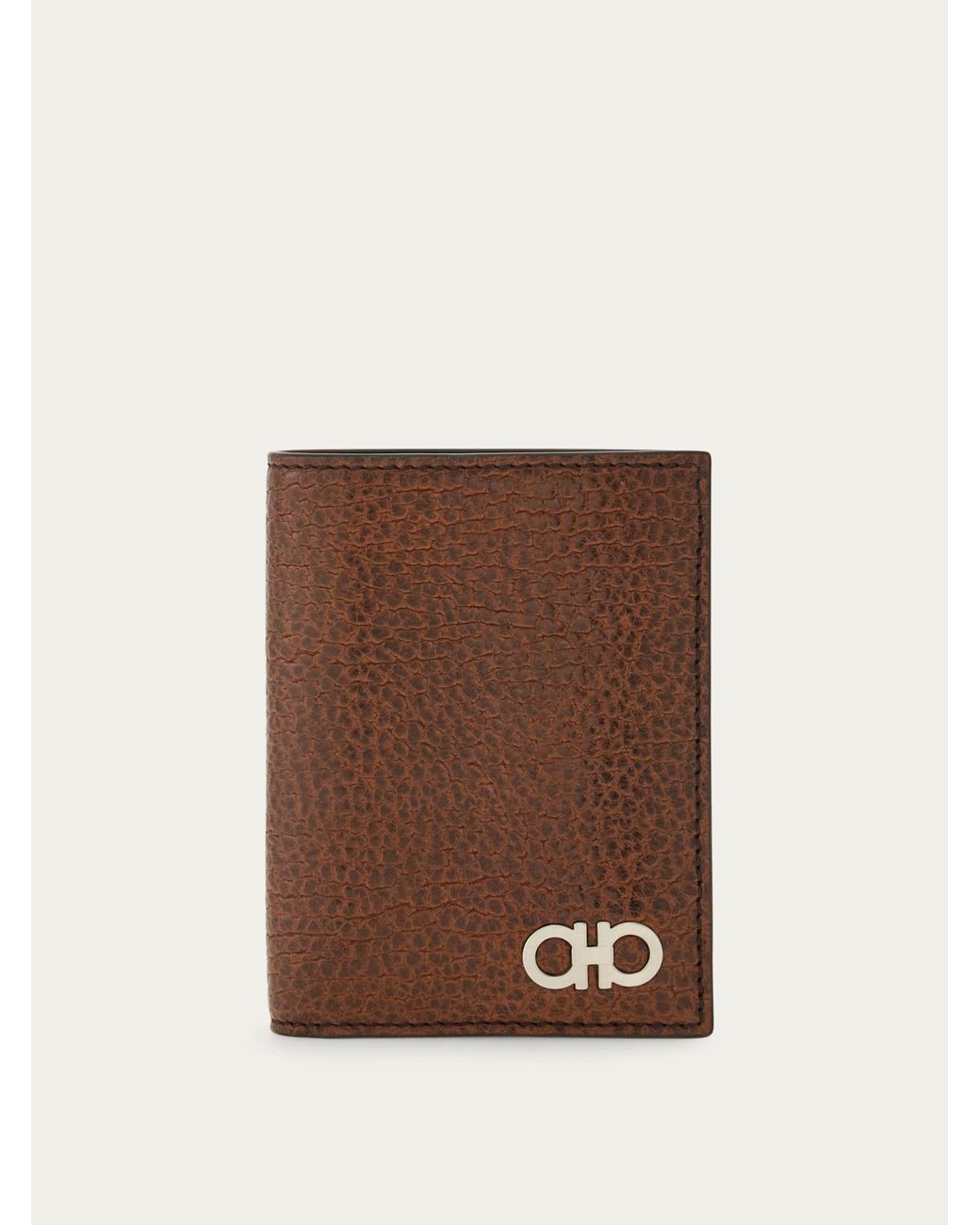 Ferragamo Brown Gancini Credit Card Holder for men