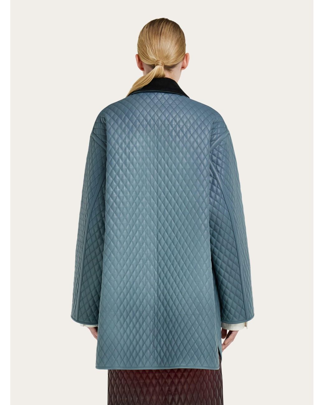 Ferragamo Blue Quilted Nappa Blouson
