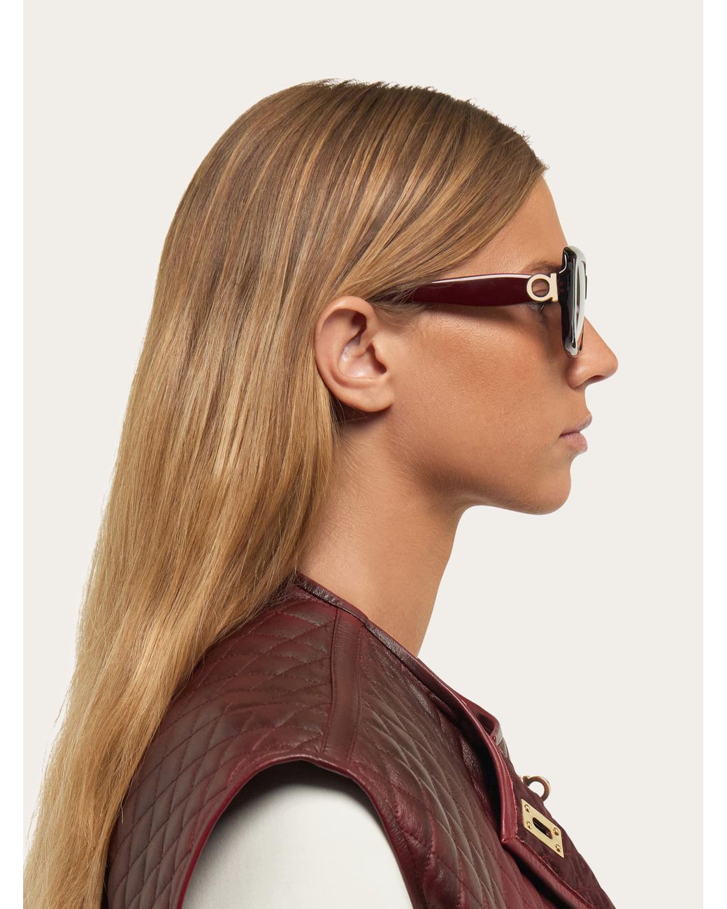 Ferragamo Pink Rectangular Frame Sunglasses