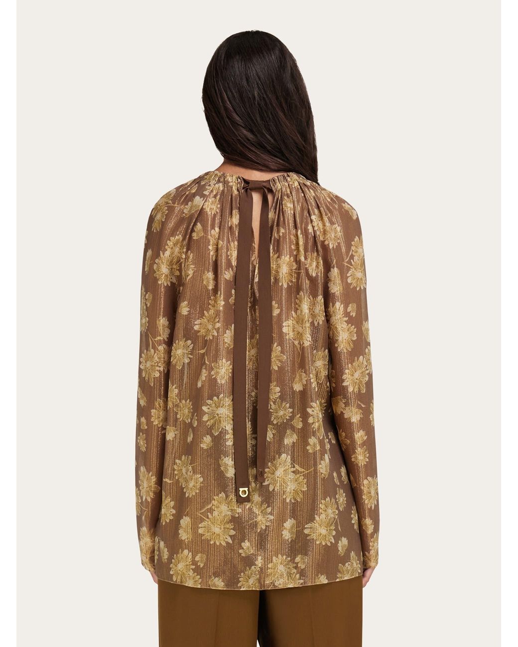 Ferragamo Natural Silk Lamé Blouse