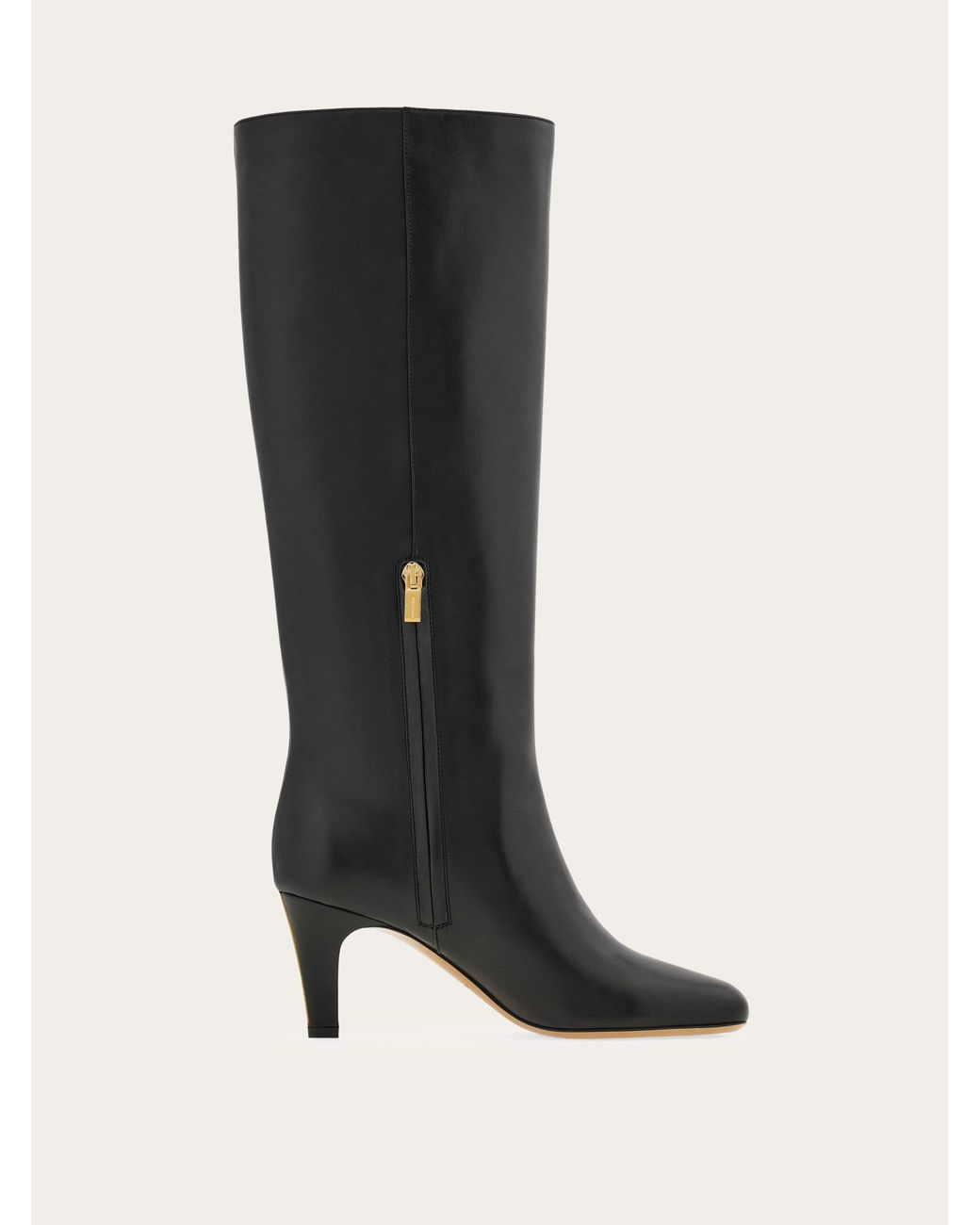 Ferragamo Black Knee High Boot With Low Heel .5