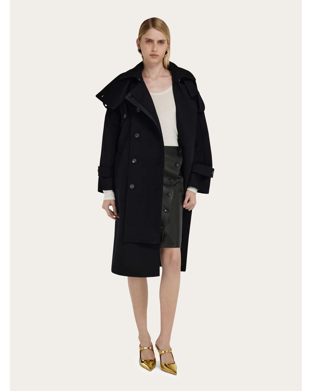 Ferragamo Black Nappa Skirt