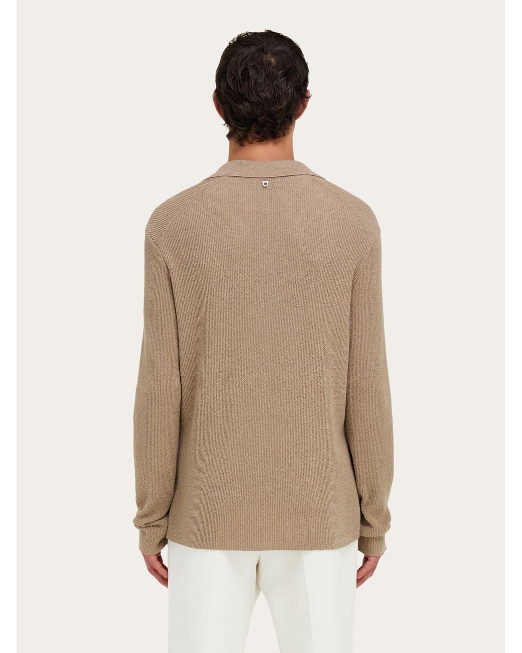 Ferragamo Natural Long Sleeve Polo Shirt for men