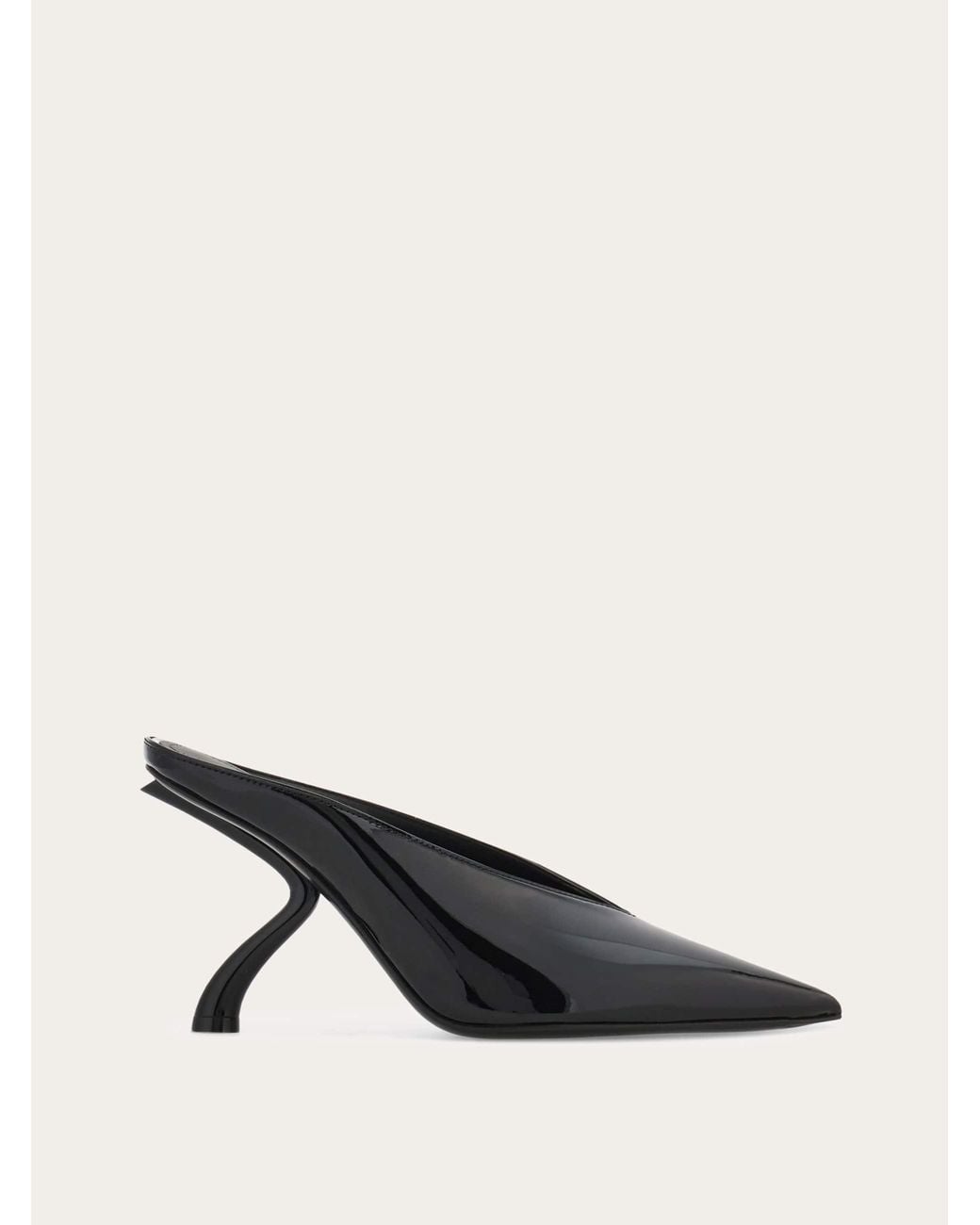 Ferragamo Black S-Shaped Heel Mule
