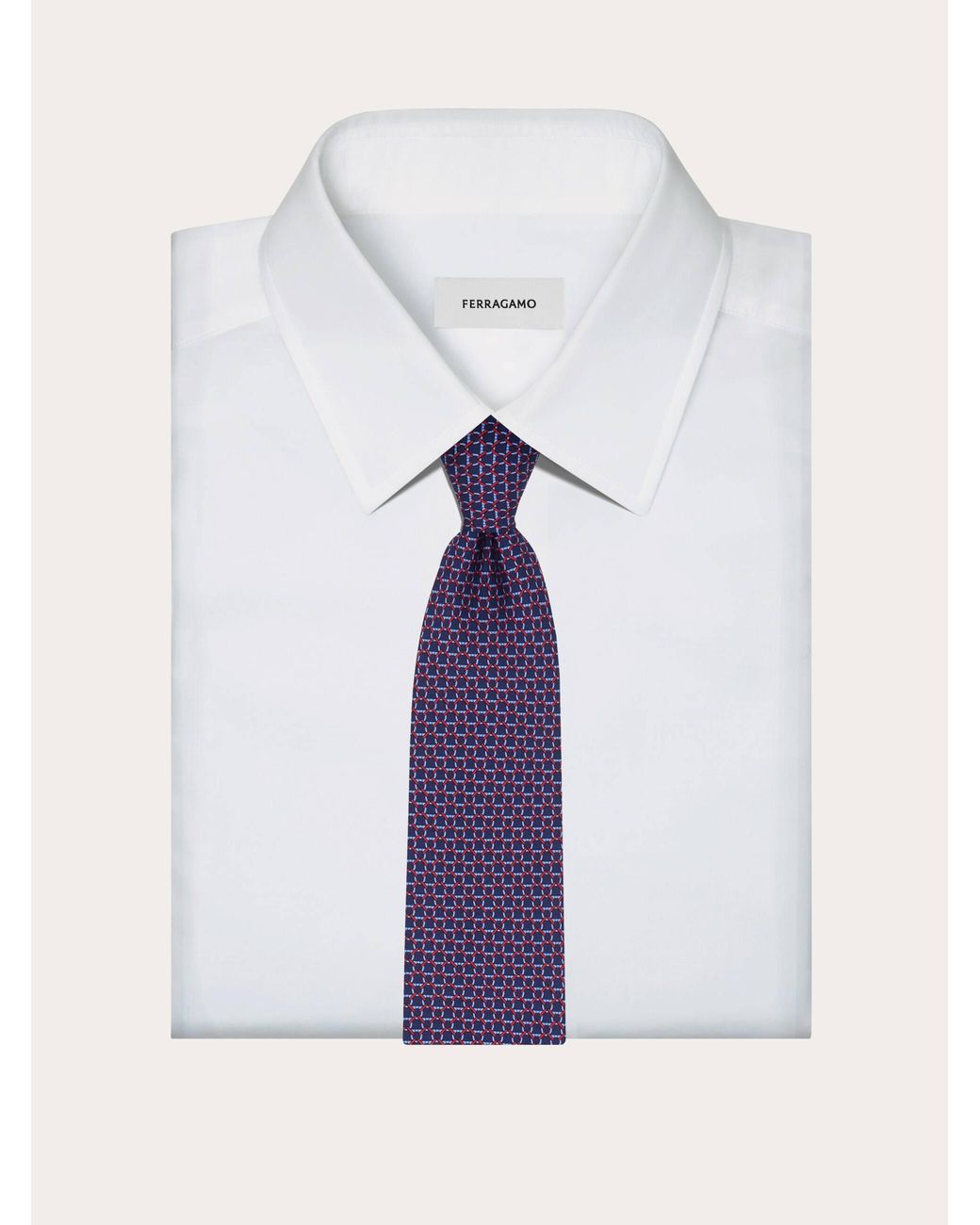 Ferragamo Purple Link Print Silk Tie for men