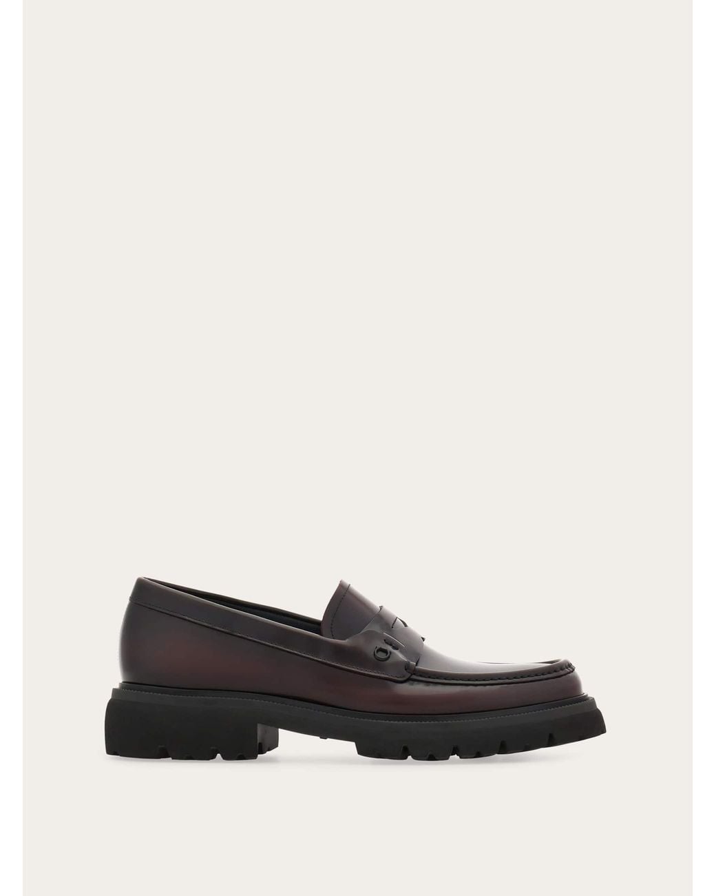Ferragamo White Penny Loafer With Chunky Tread for men