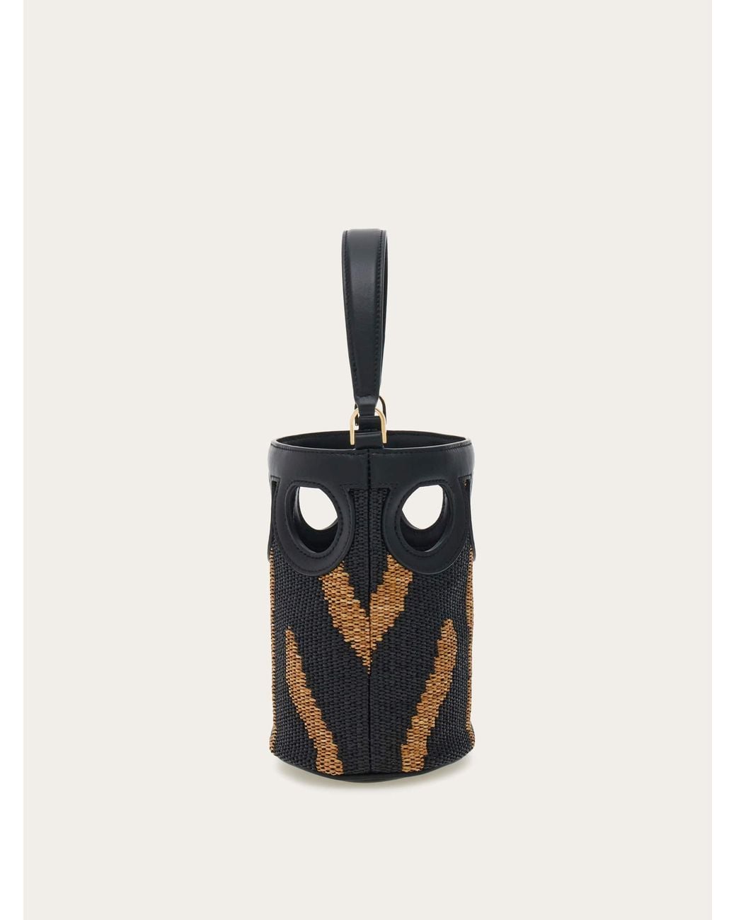 Ferragamo Black Gancini Outline Bucket Bag (Xs)
