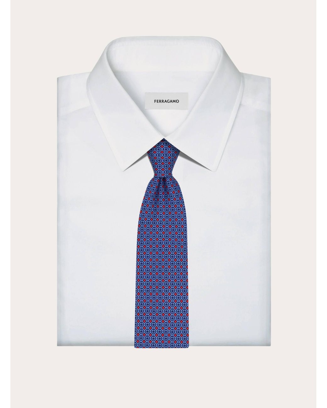 Ferragamo Blue Gancini And Hearts Print Silk Tie for men