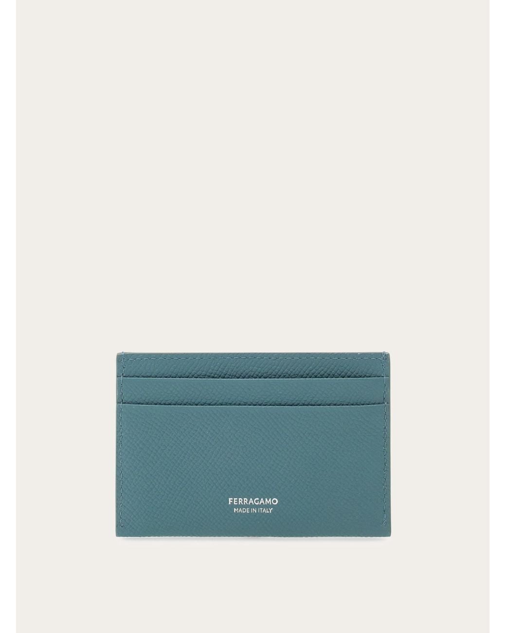 Ferragamo Blue Gancini Credit Card Holder