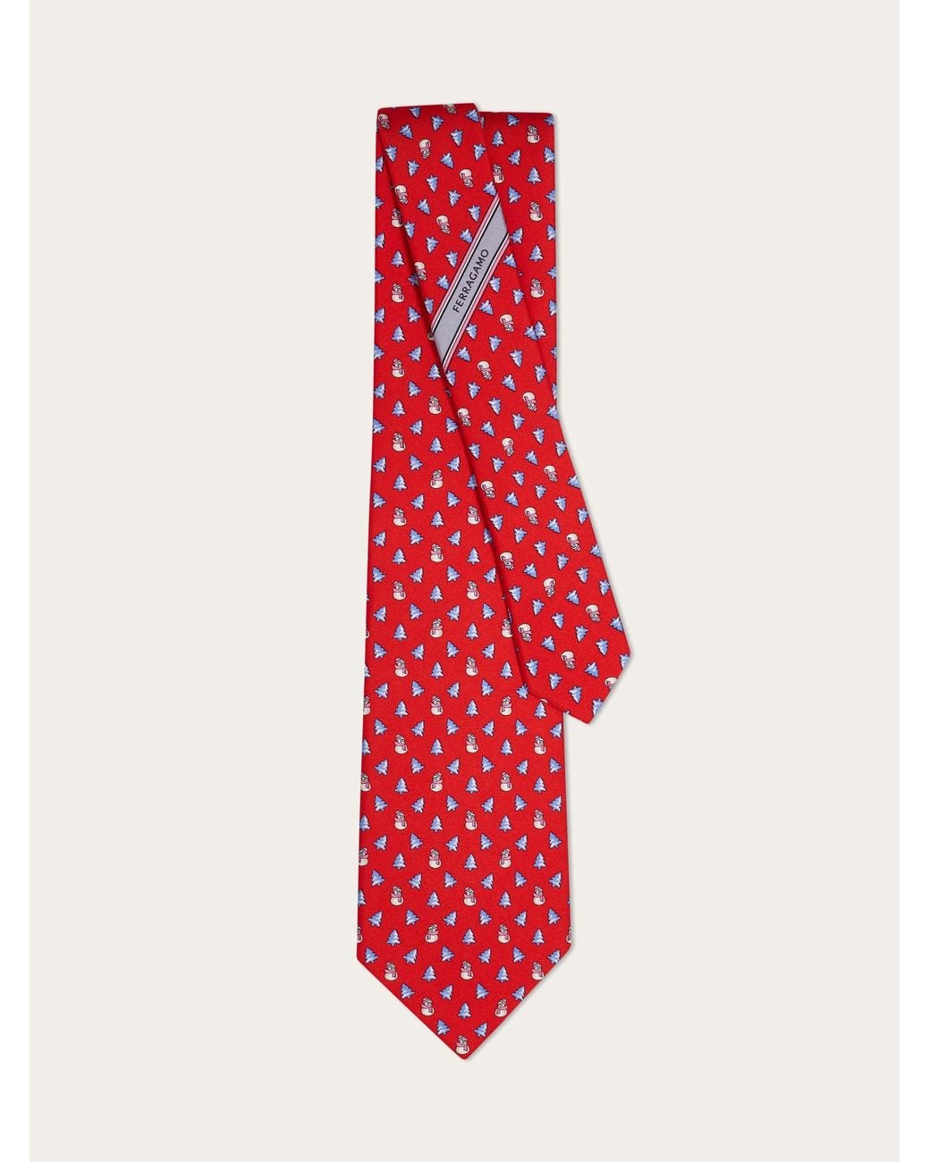 Ferragamo Red Christmas Print Silk Tie for men