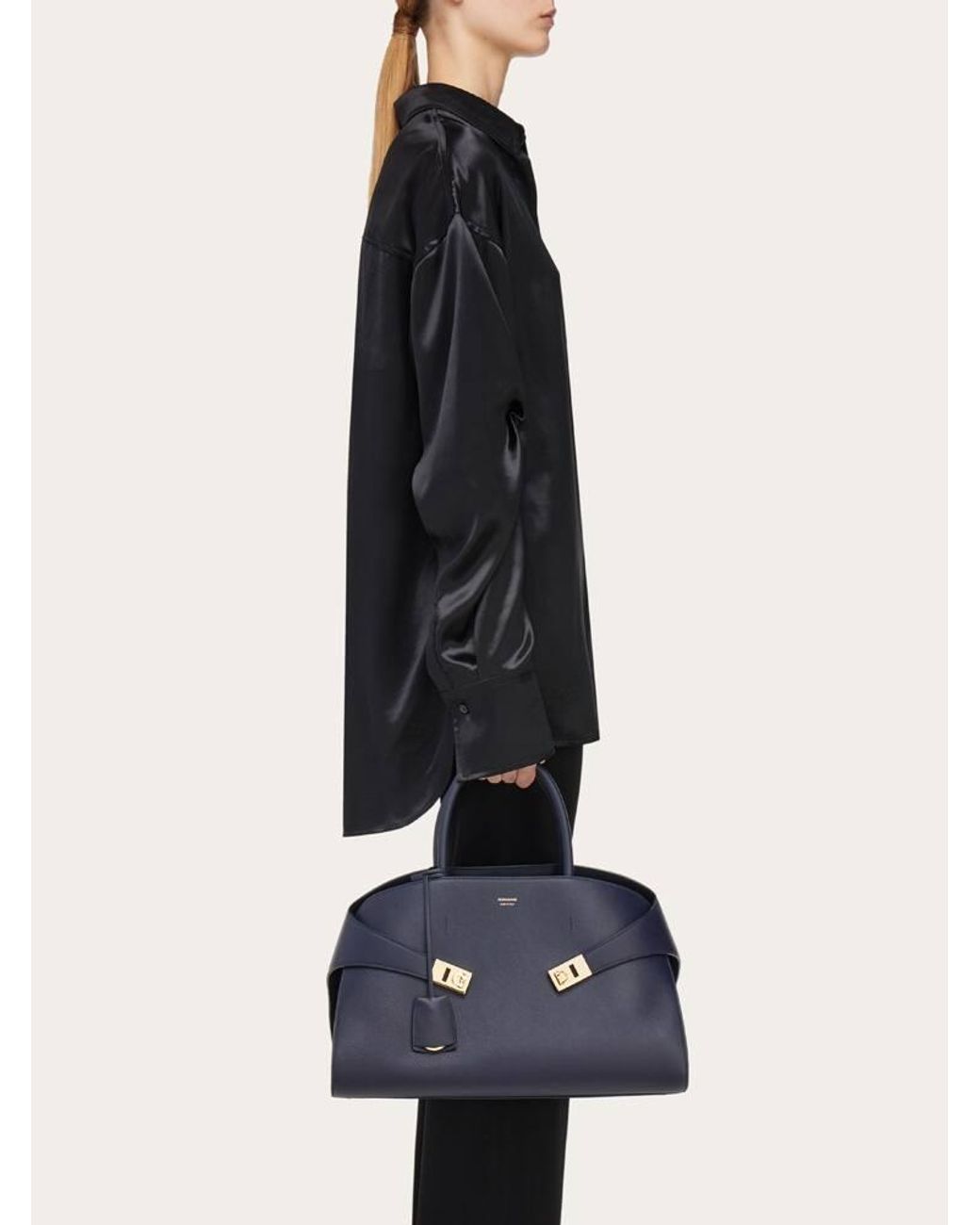 Ferragamo Blue Hug Handbag (L)