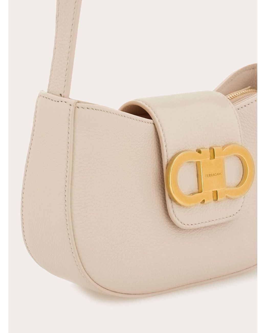 Ferragamo White Double Gancini Mini Shoulder Bag