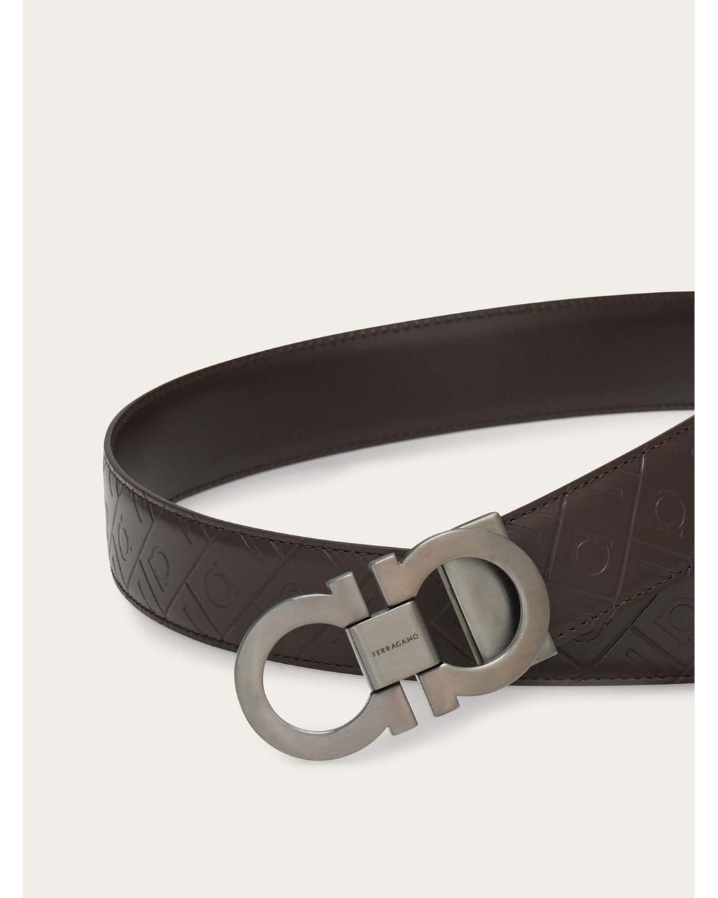 Ferragamo Brown Reversible And Adjustable Gancini Belt for men