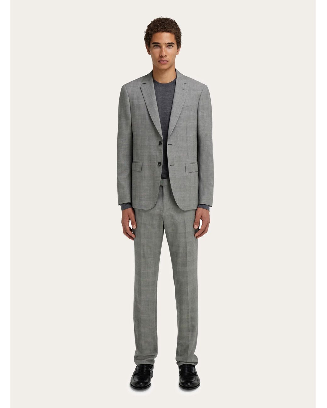 Ferragamo Gray Prince Of Wales Check Suit for men