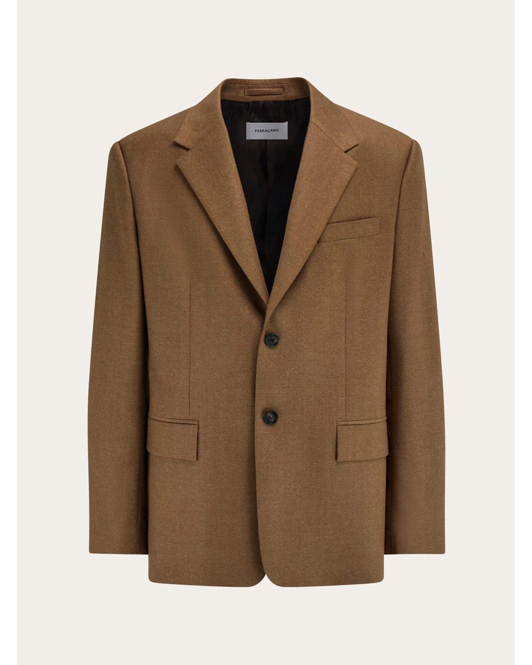 Ferragamo Brown Single Breasted Flannel Blazer for men