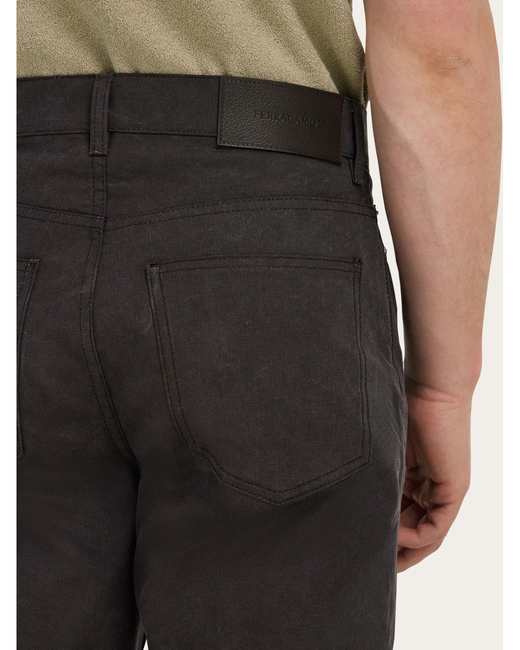 Ferragamo Black Five Pocket Trousers for men