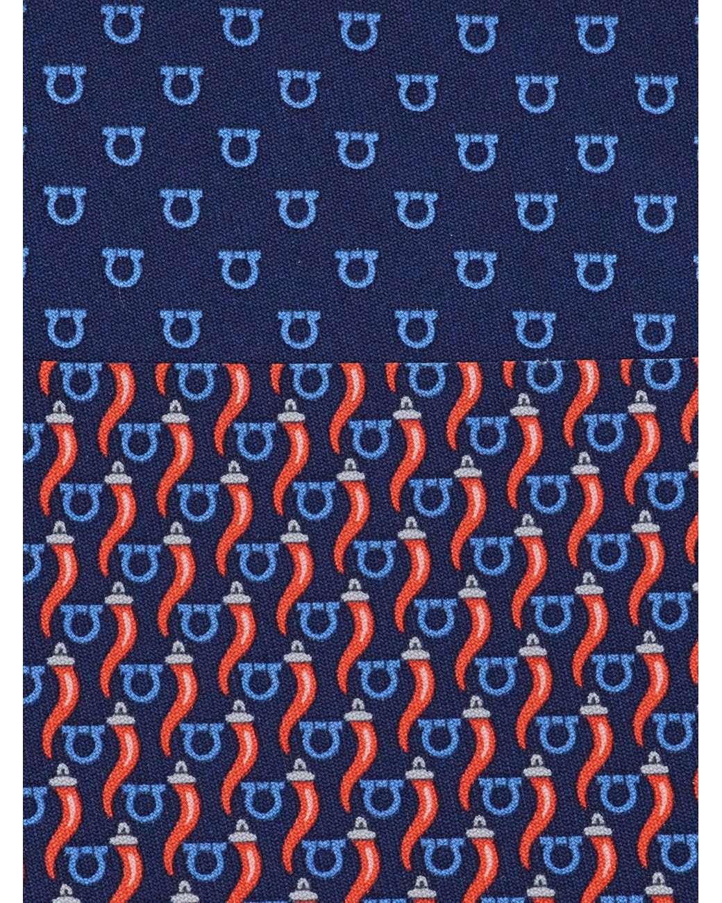 Ferragamo Purple Good Luck Print Silk Tie for men