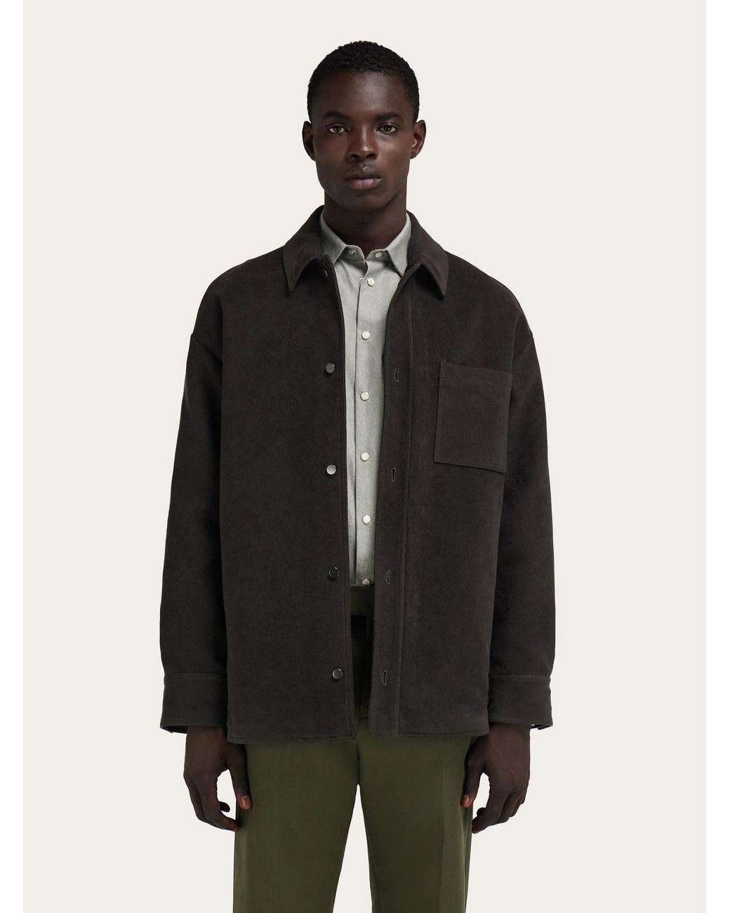 Ferragamo Black Moleskin Overshirt for men