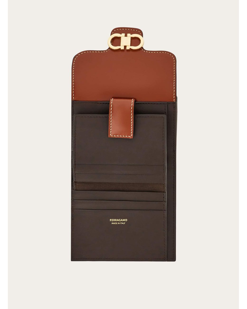 Ferragamo Brown Gancini Compact Wallet